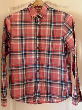 Abercrombie & Fitch Men's Muscle Pink Plaid Flannel Button-Down Shirt - Small